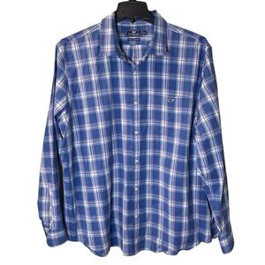 Vineyard Vines Slim Fit Tucker Shirt Mens Plaid blue white pink XXL button down
